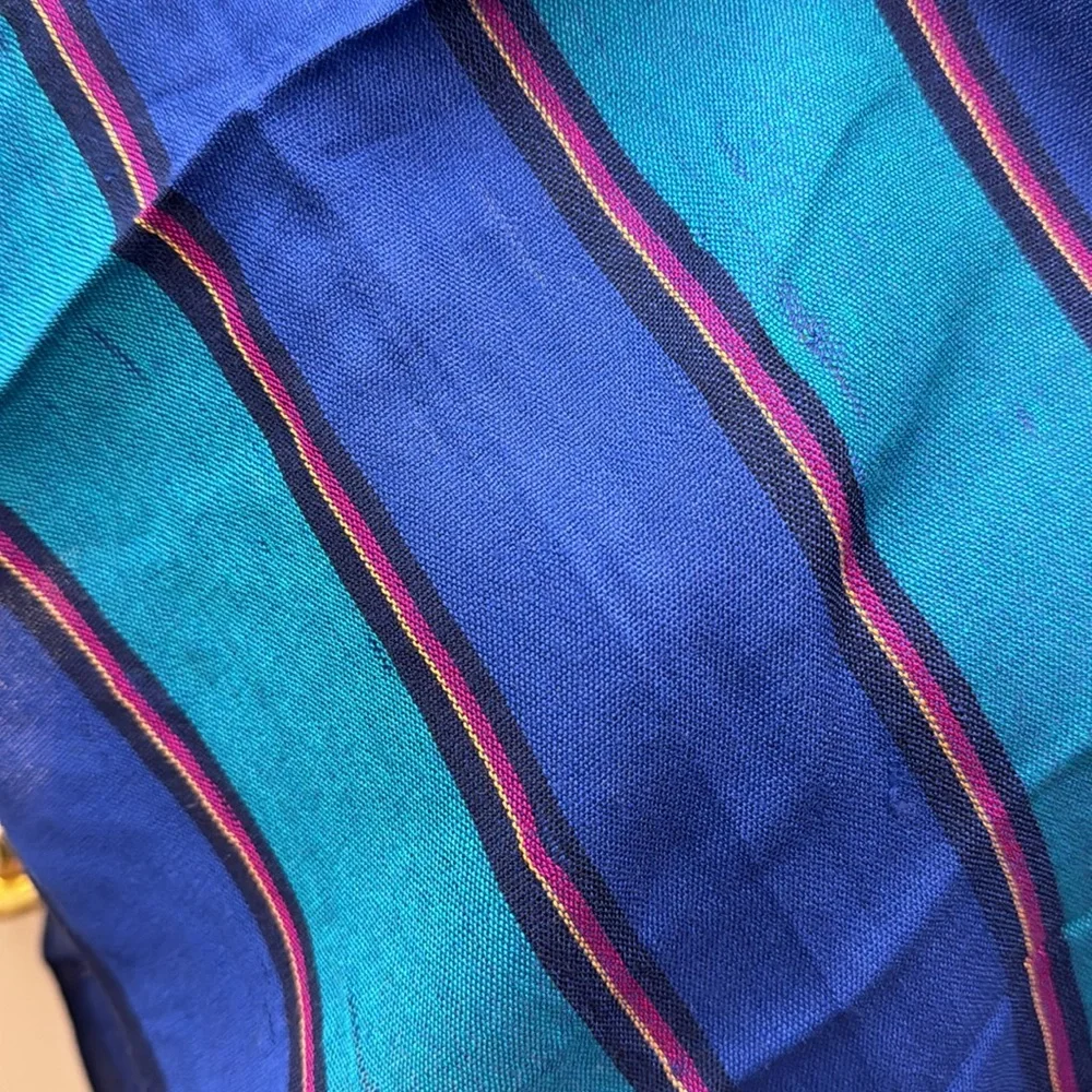 Vintage striped scarf. Silk and Cotton.